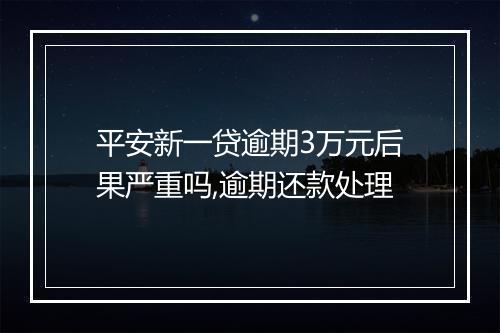 平安新一贷逾期3万元后果严重吗,逾期还款处理