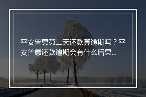 平安普惠第二天还款算逾期吗？平安普惠还款逾期会有什么后果？