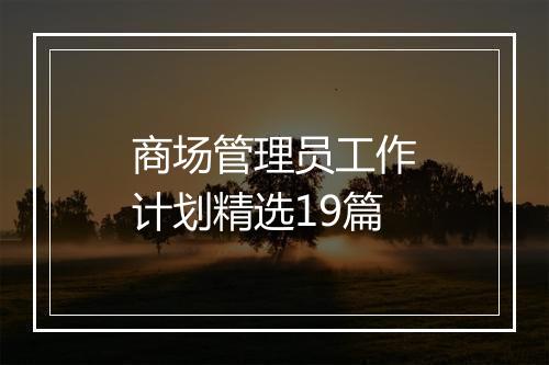 商场管理员工作计划精选19篇