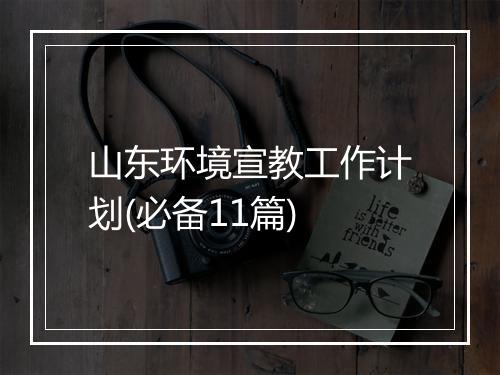 山东环境宣教工作计划(必备11篇)