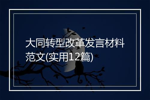 大同转型改革发言材料范文(实用12篇)