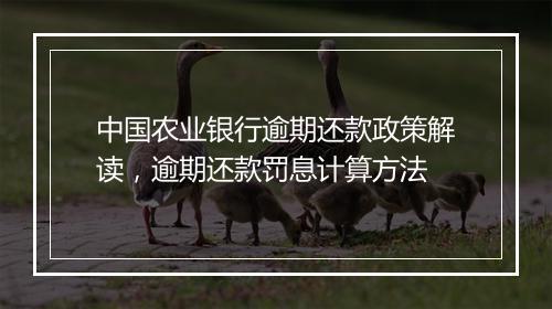 中国农业银行逾期还款政策解读，逾期还款罚息计算方法
