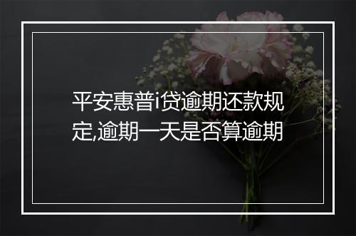平安惠普i贷逾期还款规定,逾期一天是否算逾期