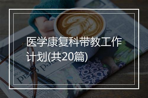 医学康复科带教工作计划(共20篇)