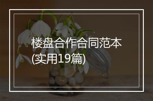 楼盘合作合同范本(实用19篇)