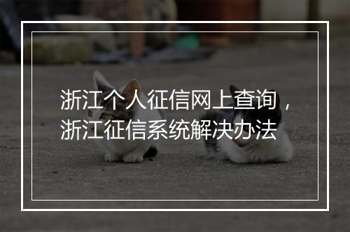 浙江个人征信网上查询，浙江征信系统解决办法