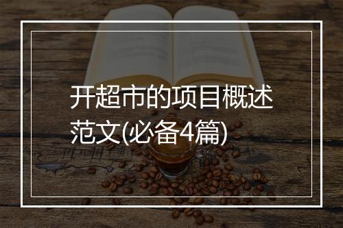开超市的项目概述范文(必备4篇)