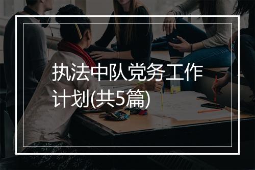 执法中队党务工作计划(共5篇)