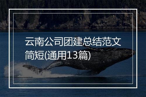 云南公司团建总结范文简短(通用13篇)