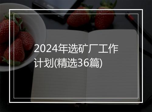 2024年选矿厂工作计划(精选36篇)
