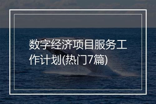 数字经济项目服务工作计划(热门7篇)