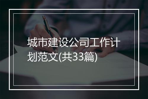 城市建设公司工作计划范文(共33篇)