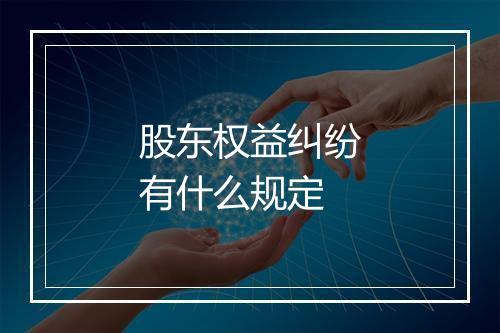 股东权益纠纷有什么规定