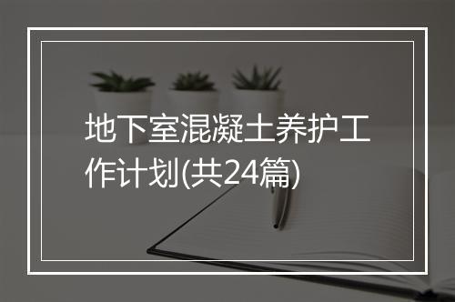 地下室混凝土养护工作计划(共24篇)