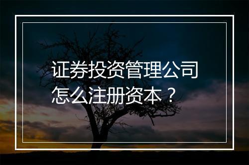 证券投资管理公司怎么注册资本？