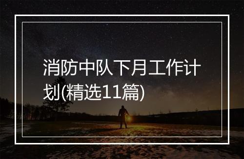 消防中队下月工作计划(精选11篇)
