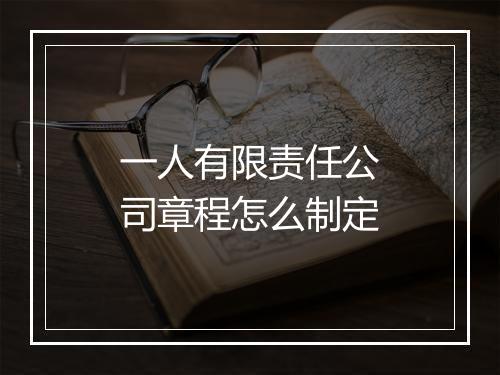 一人有限责任公司章程怎么制定