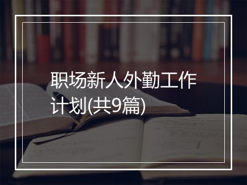 职场新人外勤工作计划(共9篇)