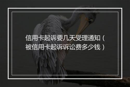 信用卡起诉要几天受理通知（被信用卡起诉诉讼费多少钱）