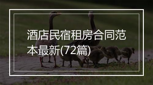 酒店民宿租房合同范本最新(72篇)