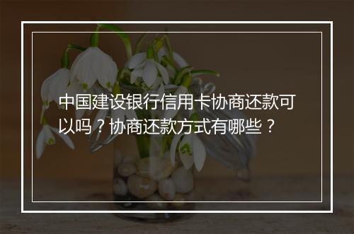 中国建设银行信用卡协商还款可以吗？协商还款方式有哪些？