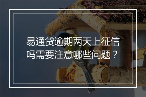 易通贷逾期两天上征信吗需要注意哪些问题？