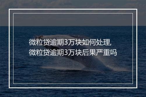 微粒贷逾期3万块如何处理,微粒贷逾期3万块后果严重吗