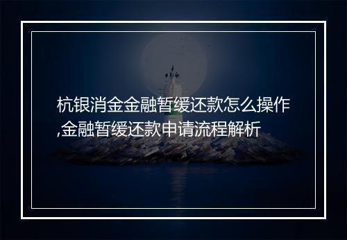 杭银消金金融暂缓还款怎么操作,金融暂缓还款申请流程解析