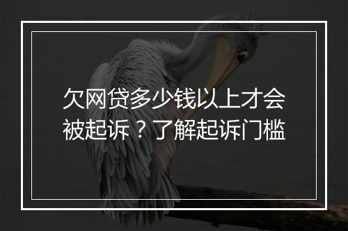 欠网贷多少钱以上才会被起诉？了解起诉门槛