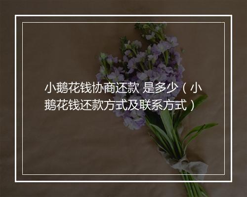 小鹅花钱协商还款 是多少（小鹅花钱还款方式及联系方式）