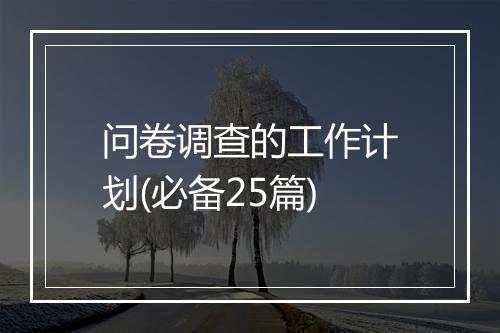 问卷调查的工作计划(必备25篇)