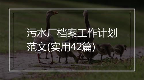 污水厂档案工作计划范文(实用42篇)