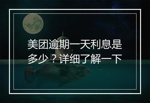 美团逾期一天利息是多少？详细了解一下