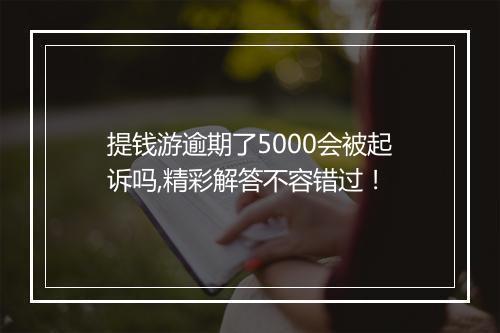 提钱游逾期了5000会被起诉吗,精彩解答不容错过！