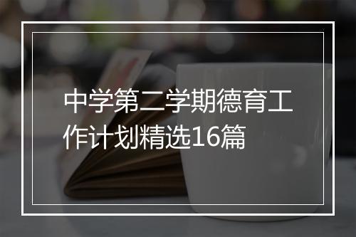 中学第二学期德育工作计划精选16篇