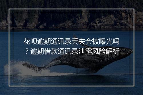 花呗逾期通讯录丢失会被曝光吗？逾期借款通讯录泄露风险解析