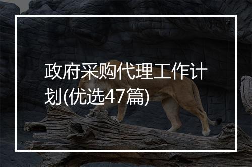 政府采购代理工作计划(优选47篇)
