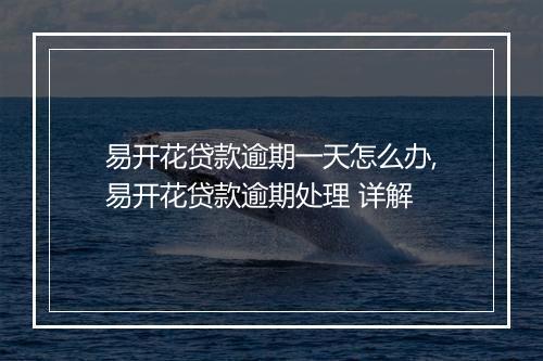 易开花贷款逾期一天怎么办,易开花贷款逾期处理 详解