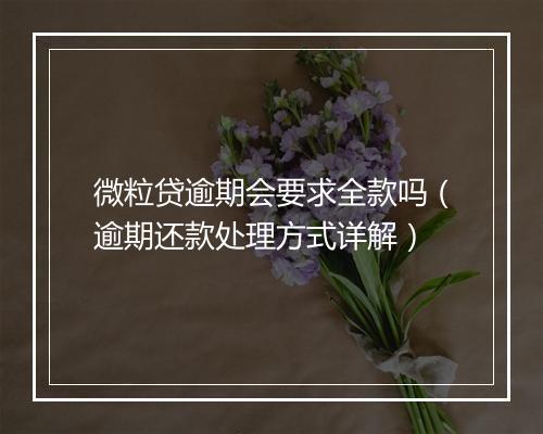 微粒贷逾期会要求全款吗（逾期还款处理方式详解）