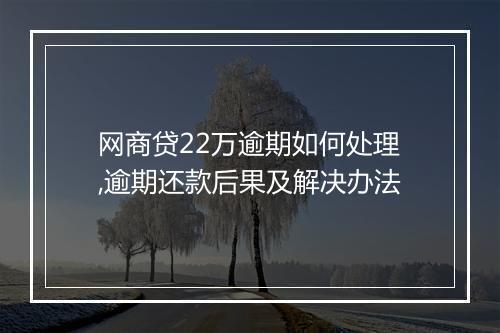 网商贷22万逾期如何处理,逾期还款后果及解决办法