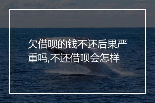 欠借呗的钱不还后果严重吗,不还借呗会怎样