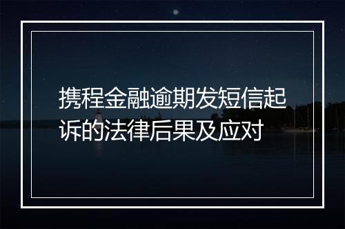 携程金融逾期发短信起诉的法律后果及应对