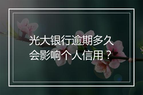 光大银行逾期多久会影响个人信用？