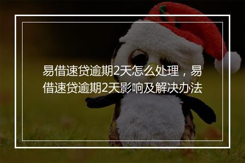 易借速贷逾期2天怎么处理，易借速贷逾期2天影响及解决办法