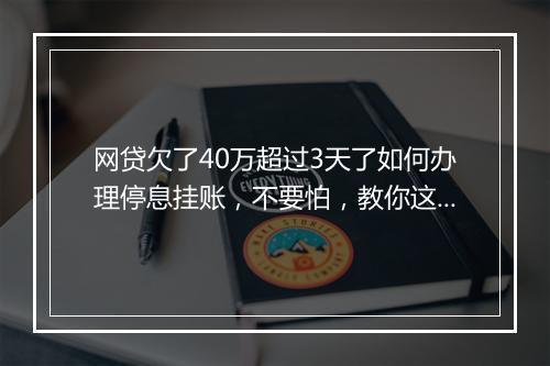 网贷欠了40万超过3天了如何办理停息挂账，不要怕，教你这样解决