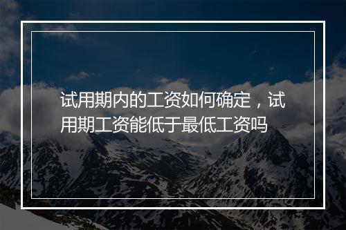 试用期内的工资如何确定，试用期工资能低于最低工资吗