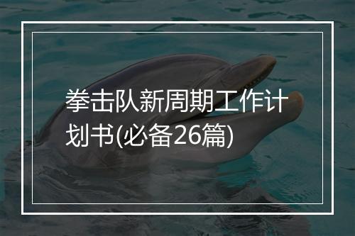 拳击队新周期工作计划书(必备26篇)