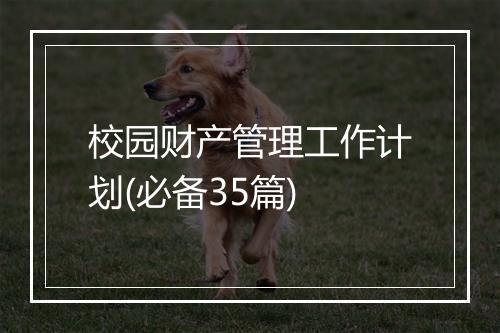 校园财产管理工作计划(必备35篇)