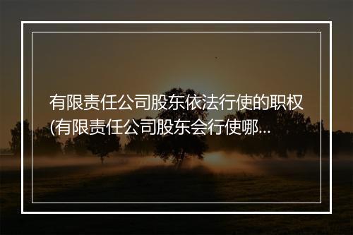 有限责任公司股东依法行使的职权(有限责任公司股东会行使哪些职权)