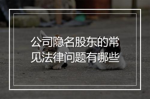 公司隐名股东的常见法律问题有哪些